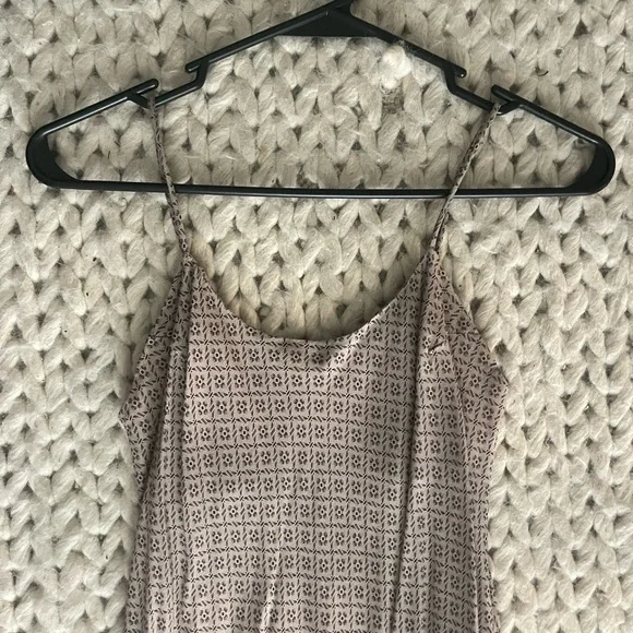 Vintage Elegant Tan Patterned Slip-in Maxi Dress - Picture 5 of 8